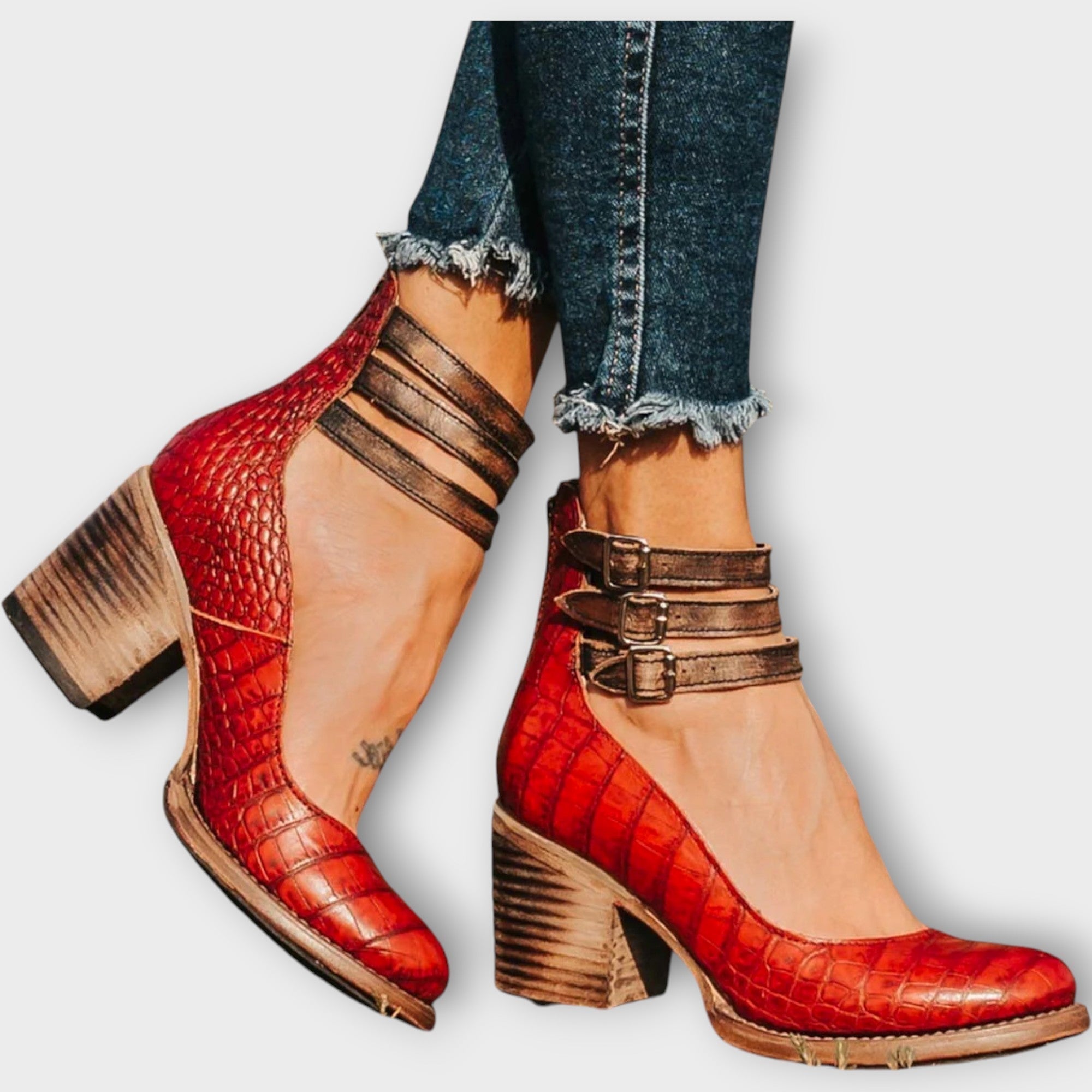 Karolína Elegantní Sandály SeTřemiPásky ŠirokýPodpatek